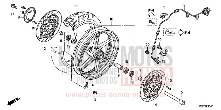 ROUE AVANT von VFR800X „Crossrunner“ GRAPHITE BLACK (NHB01) von 2011